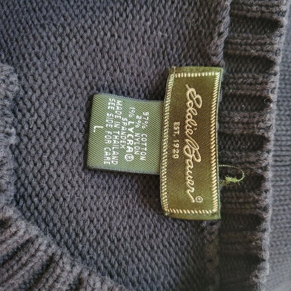 Eddie Bauer Womens Black V-Neck Sweater Large Cotton/Nylon Blend - Picture 5 of 6